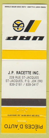 Matchbook Cover - UAP Auto Parts JP Racette St Jacques QC