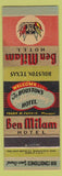 Matchbook Cover - Ben Milan Hotel Houston TX