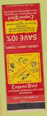 Matchbook Cover - Eugene Wald Jewelery Milwaukee Green Bay Appleton WI WEAR