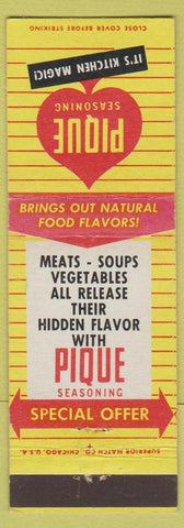 Matchbook Cover - Pique Seasoning For Meats Seeman Bros New York City