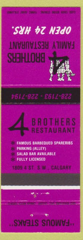 Matchbook Cover - Brothers Family Restaurant Calgary AB