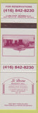 Matchbook Cover - Le Dome Banquet Hall Oakville ON
