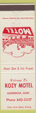 Matchbook Cover - Kozy Motel Assiniboia SK