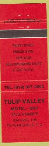 Matchbook Cover - Tulip Valley Motel Bar Wakefield QC