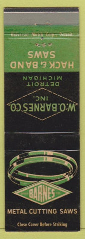 Matchbook Cover - WO Barnes Hack Saws Band Saws Detroit MI WEAR