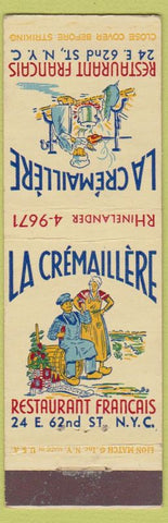 Matchbook Cover - La Cremaillere French Restaurant New York City