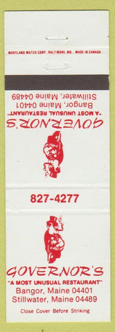 Matchbook Cover - Governor's Restaurant Stillwater ME