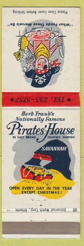 Matchbook Cover - Pirate's House Savannah GA WEAR