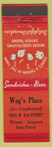 Matchbook Cover - Wag's Place  bar? NO TOWN