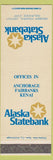 Matchbook Cover - Alaska State Bank Anchorage Fairbanks Kenai AK
