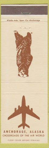 Matchbook Cover - Anchorage AK Crossroads of Air World plane bear Valley Bank