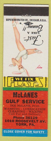 Matchbook Cover - McLanes Gulf oil gas York PA pinup Bunny