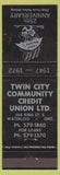 Matchbook Cover - Twin City Community Credit Union Waterloo ON