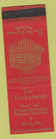 Matchbook Cover - Yorktowne Hotel York PA red WEAR
