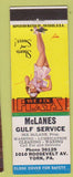Matchbook Cover - McLanes Gulf oil gas York PA pinup Shorts and Sweet