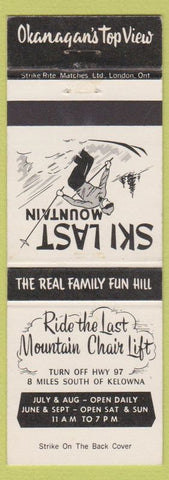 Matchbook Cover - Last Mountain Skiing Okanagan's Top View Kelowna BC