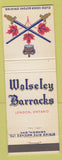 Matchbook Cover - Wolseley Barracks London ON Canadian military