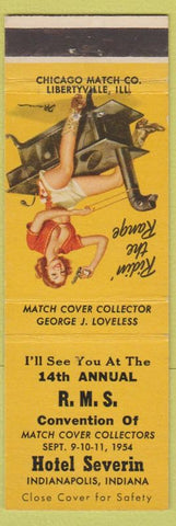 Matchbook Cover - RMS Hotel Severin Indianapolis IN 1954 pinup Riding Range