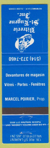 Matchbook Cover - St Eugene Glaziery Inc St Laurent QC Valleyfield