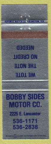 Matchbook Cover - Bobby Sides Motors Fort Worth TX