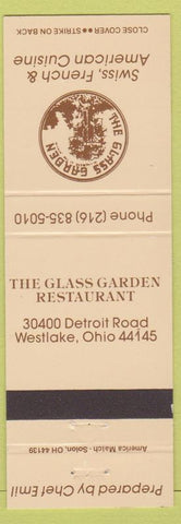 Matchbook Cover - Glass Garden Swiss French Restaurant Westlake OH