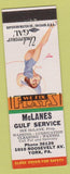 Matchbook Cover - McLanes Gulf oil gas York PA pinup Undercover Gal