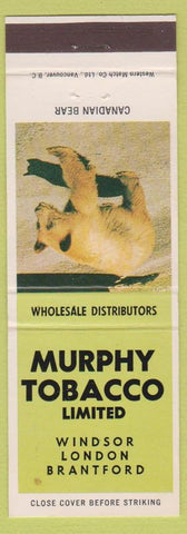 Matchbook Cover - Murphy Tobacco Limied Windsor London Brantford ON Bear