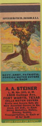 Matchbook Cover - AA Steiner Match Collector Fort Worth TX