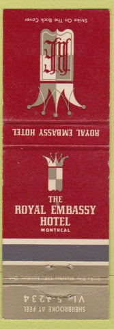 Matchbook Cover - Royal Embassy Hotel Montreal QC