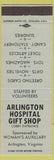 Matchbook Cover - Arlington Hospital Gift Shop Woman's Auxillary VA