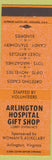 Matchbook Cover - Arlington Hospital Gift Shop Arlington VA orange