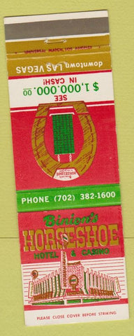 Matchbook Cover - Binion's Horseshoe Hotel Casino Las Vegas NV