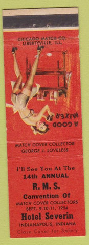 Matchbook Cover - RMS Hotel Severin Indianapolis IN 1954 pinup Cocktail Mixing
