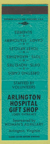 Matchbook Cover - Arlington Hospital Gift Shop Arlington VA teal