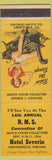 Matchbook Cover - RMS Hotel Severin Indianapolis IN 1954 pinup Riding Stove