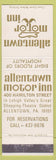 Matchbook Cover - Allentown Motor Inn Allentown PA