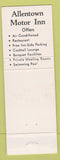 Matchbook Cover - Allentown Motor Inn Allentown PA