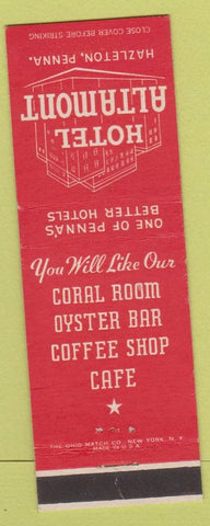 Matchbook Cover - Hotel Alamont Hazleton PA