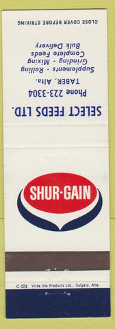 Matchbook Cover - Shur Gain Feeds Taber AB