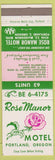 Matchbook Cover - Rose Manor Motel Portland OR