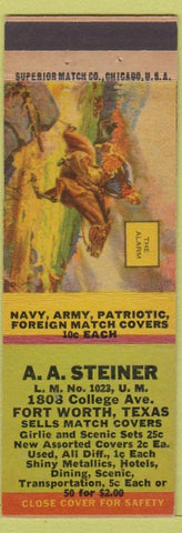 Matchbook Cover - AA Steiner Match Collector Fort Worth TX horse riding