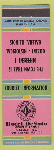 Matchbook Cover - Hotel DeSoto Galena IL pink