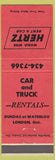 Matchbook Cover - Hertz Rent A Car London ON red