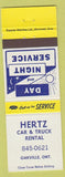 Matchbook Cover - Hertz Car Truck Rental Oakville ON