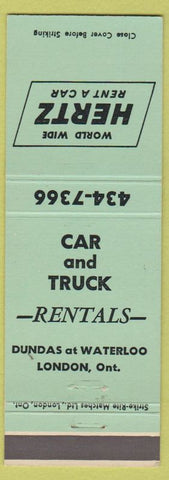 Matchbook Cover - Hertz Rent a Car London ON green