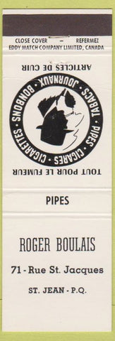 Matchbook Cover - Roger Boulais Tobacco St Jean QC