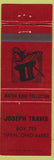 Matchbook Cover - Joseph Travis Match Collector Tiffin OH top hat