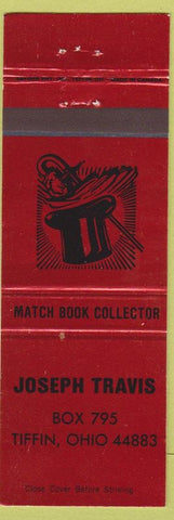 Matchbook Cover - Joseph Travis Match Collector Tiffin OH top hat