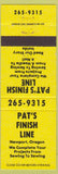 Matchbook Cover - Pat's Finish Line Sewing Store Newport OR yellow