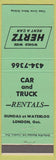 Matchbook Cover - Hertz Rent a Car trucks London ON green